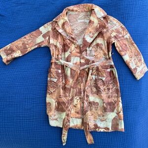 Vintage 1970’s Safari Print Blouse with Belt